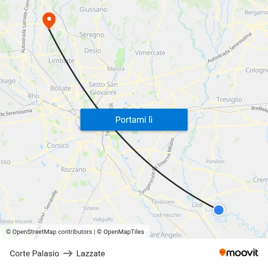 Corte Palasio to Lazzate map