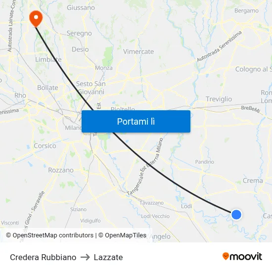 Credera Rubbiano to Lazzate map