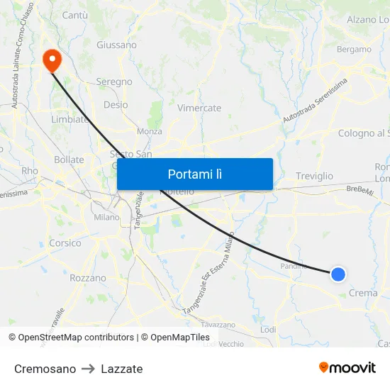 Cremosano to Lazzate map