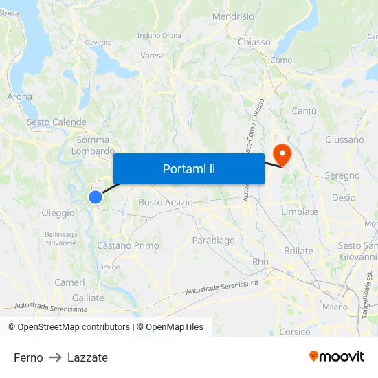 Ferno to Lazzate map