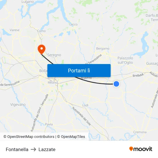 Fontanella to Lazzate map