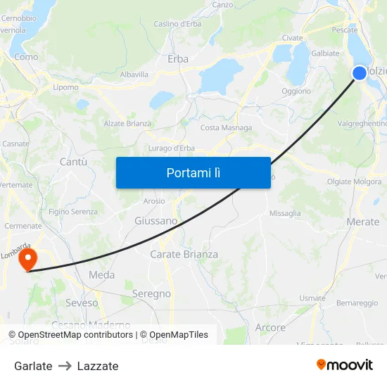 Garlate to Lazzate map