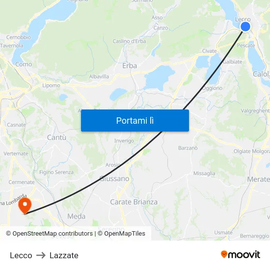 Lecco to Lazzate map