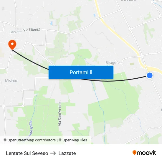 Lentate Sul Seveso to Lazzate map