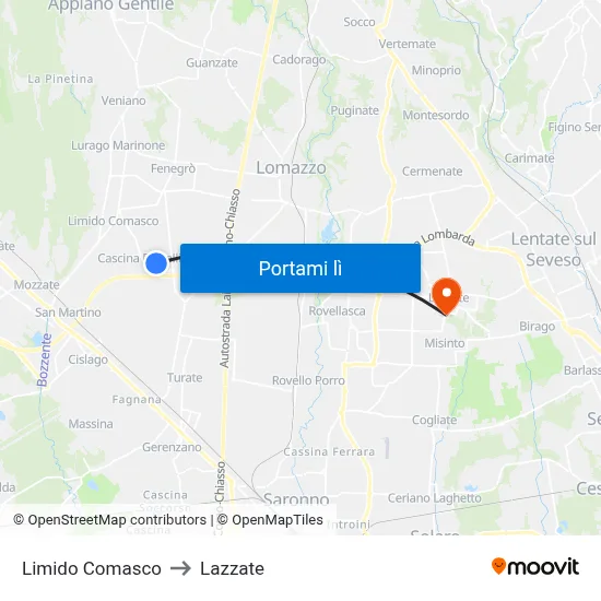 Limido Comasco to Lazzate map