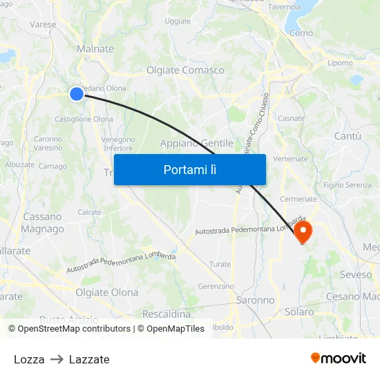 Lozza to Lazzate map