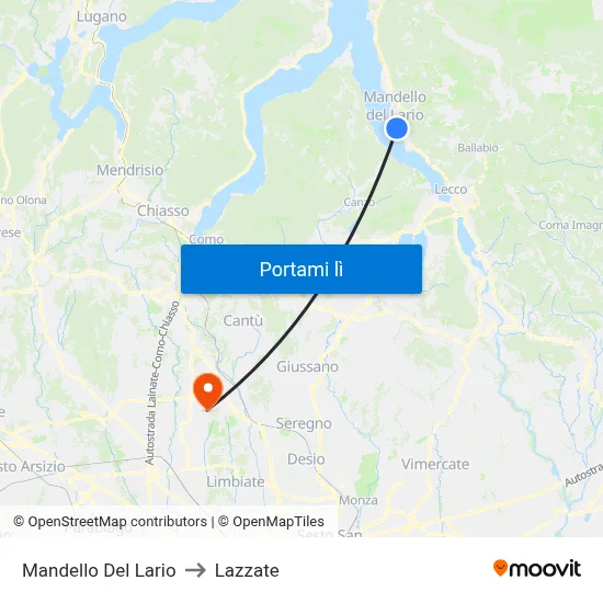 Mandello Del Lario to Lazzate map
