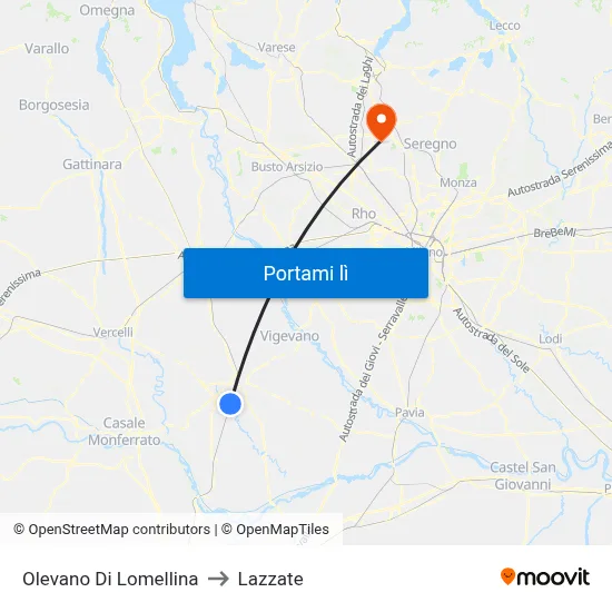 Olevano Di Lomellina to Lazzate map