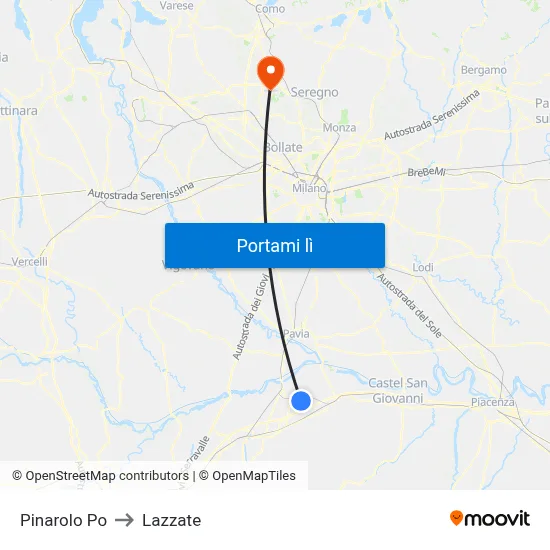 Pinarolo Po to Lazzate map