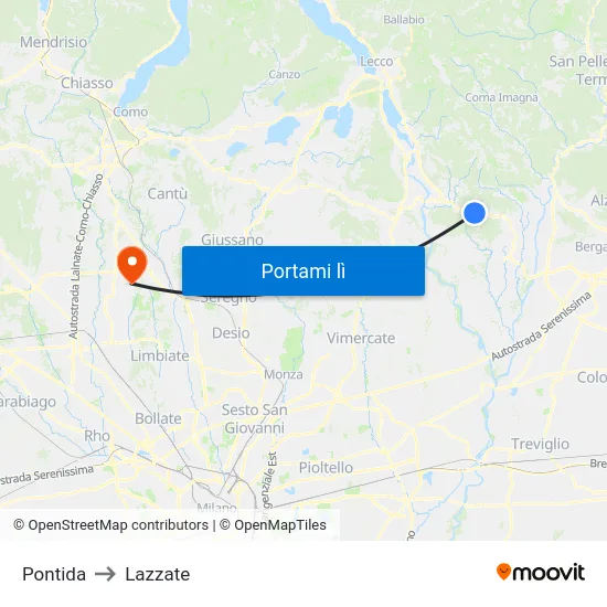 Pontida to Lazzate map