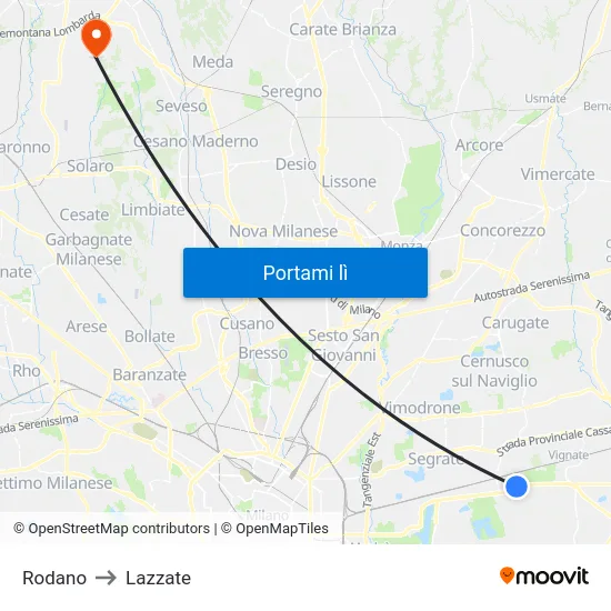 Rodano to Lazzate map