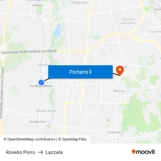 Rovello Porro to Lazzate map