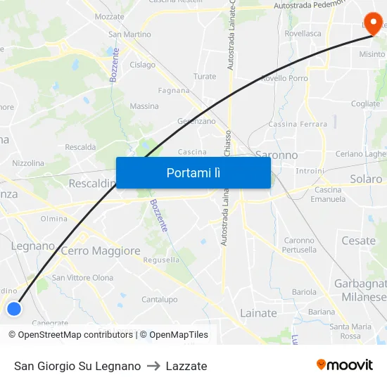 San Giorgio Su Legnano to Lazzate map