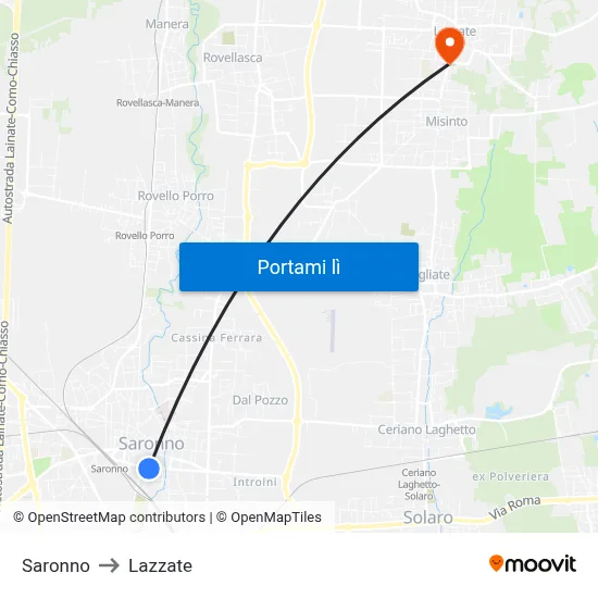 Saronno to Lazzate map