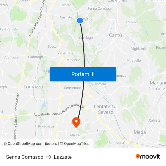 Senna Comasco to Lazzate map