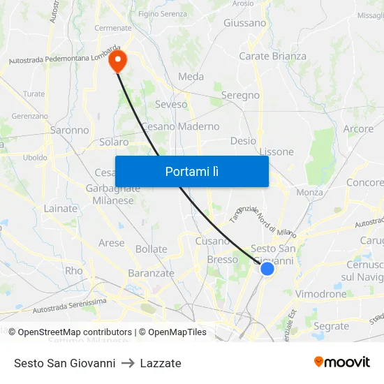 Sesto San Giovanni to Lazzate map