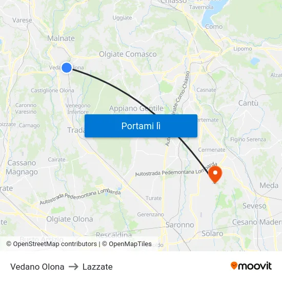 Vedano Olona to Lazzate map