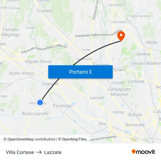 Villa Cortese to Lazzate map