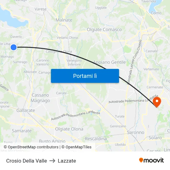 Crosio Della Valle to Lazzate map