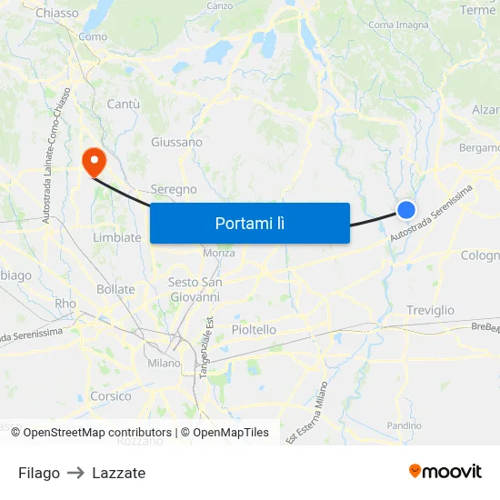 Filago to Lazzate map