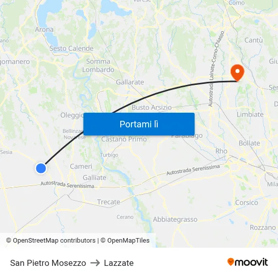 San Pietro Mosezzo to Lazzate map