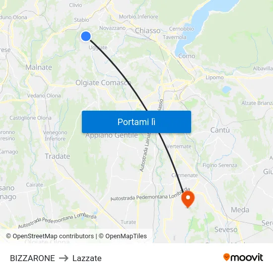 BIZZARONE to Lazzate map