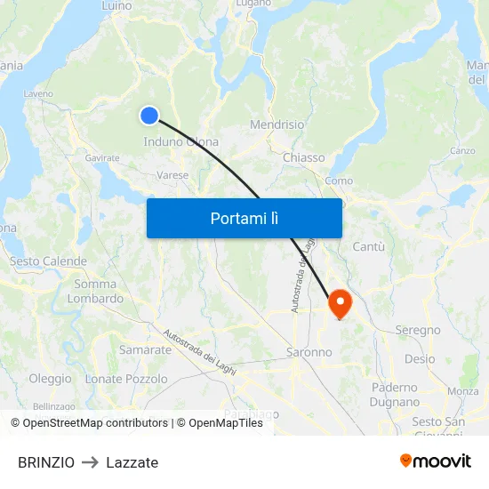 BRINZIO to Lazzate map