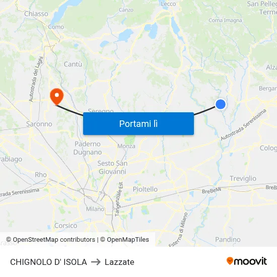 CHIGNOLO D' ISOLA to Lazzate map