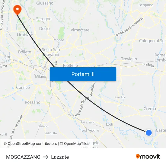 MOSCAZZANO to Lazzate map