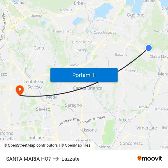 SANTA MARIA HO? to Lazzate map