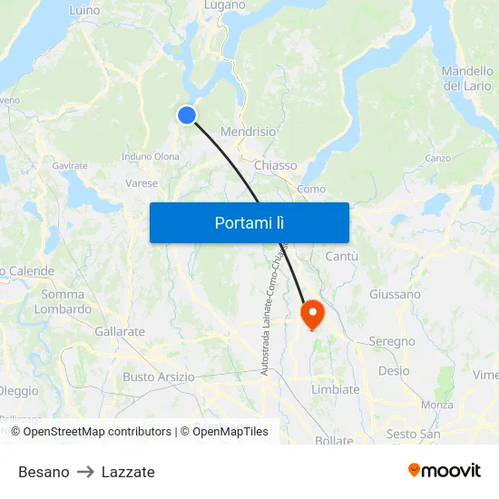 Besano to Lazzate map