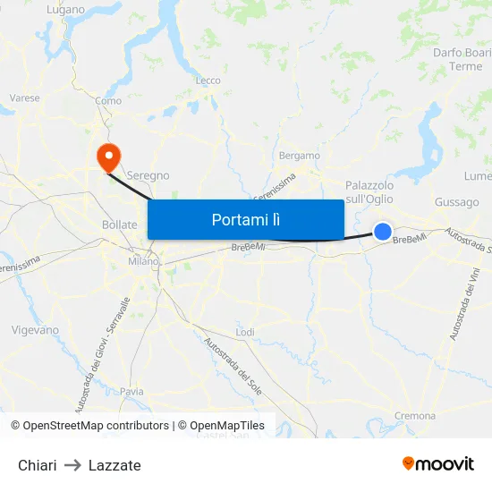 Chiari to Lazzate map
