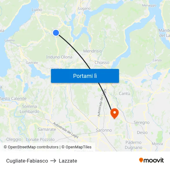Cugliate-Fabiasco to Lazzate map