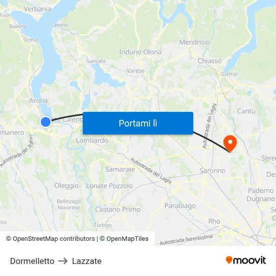 Dormelletto to Lazzate map