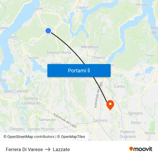 Ferrera Di Varese to Lazzate map
