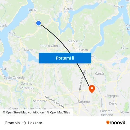Grantola to Lazzate map