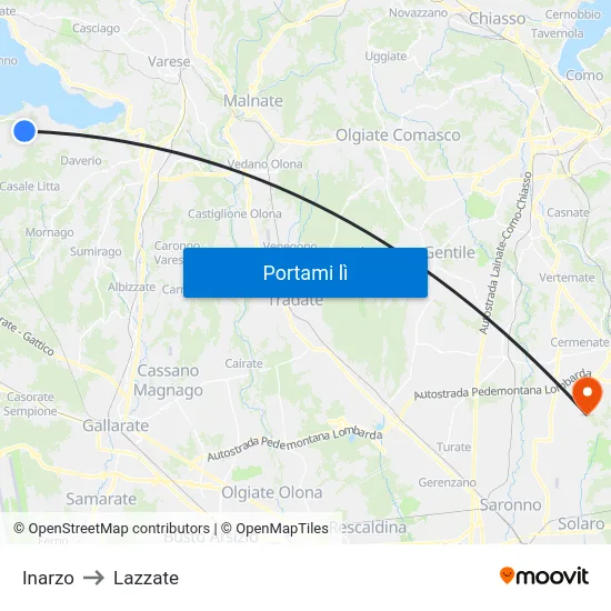 Inarzo to Lazzate map