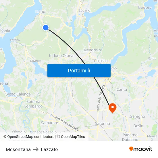 Mesenzana to Lazzate map