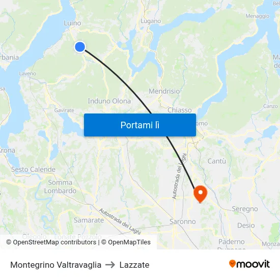 Montegrino Valtravaglia to Lazzate map