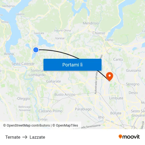 Ternate to Lazzate map