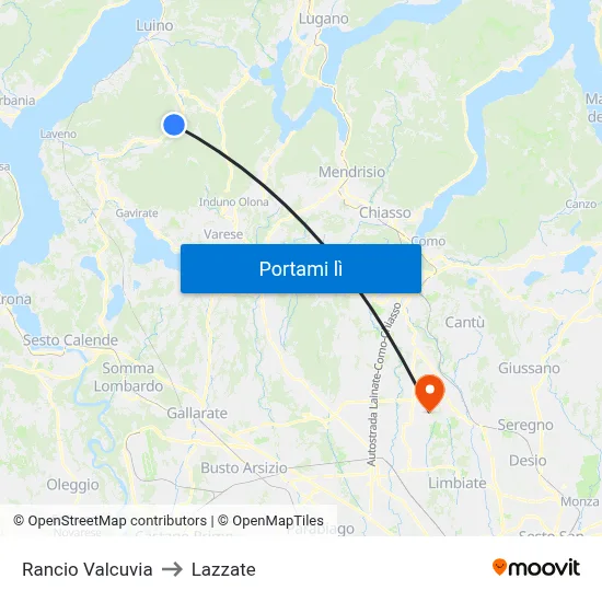 Rancio Valcuvia to Lazzate map
