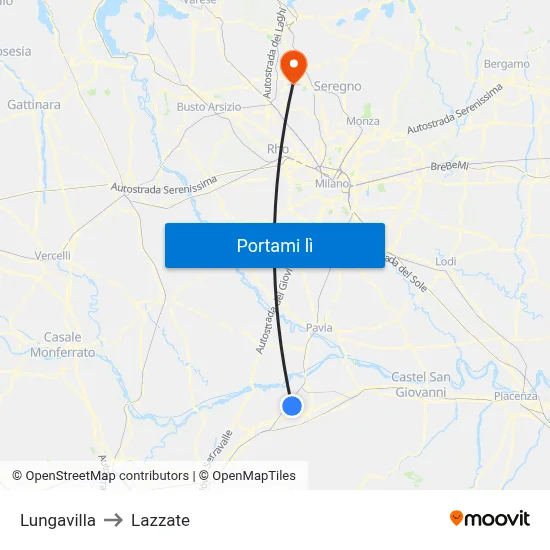 Lungavilla to Lazzate map