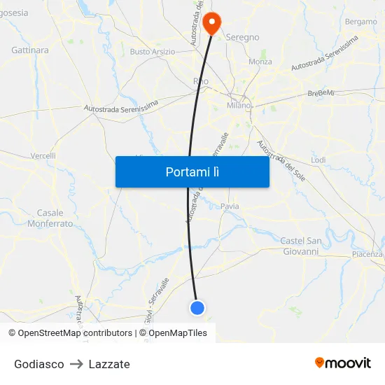 Godiasco to Lazzate map