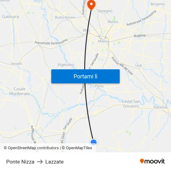 Ponte Nizza to Lazzate map