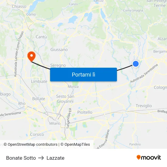 Bonate Sotto to Lazzate map