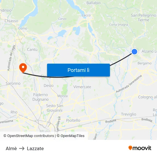 Almè to Lazzate map
