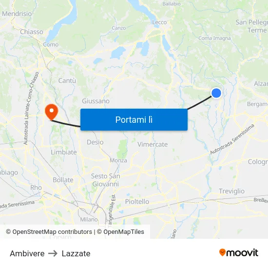 Ambivere to Lazzate map