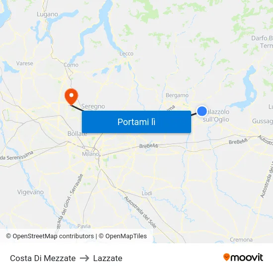 Costa Di Mezzate to Lazzate map