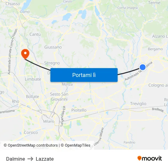 Dalmine to Lazzate map