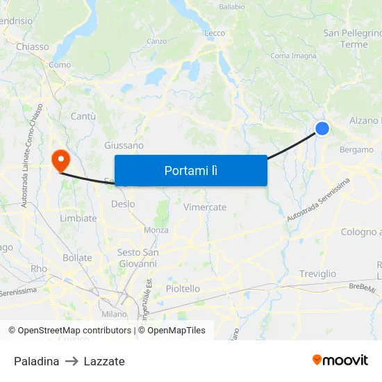 Paladina to Lazzate map